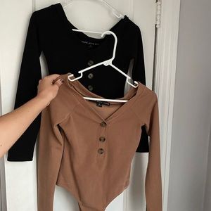 2 FOR 1!!! GRACIOUS SMILE BODYSUIT - BLACK & TAN